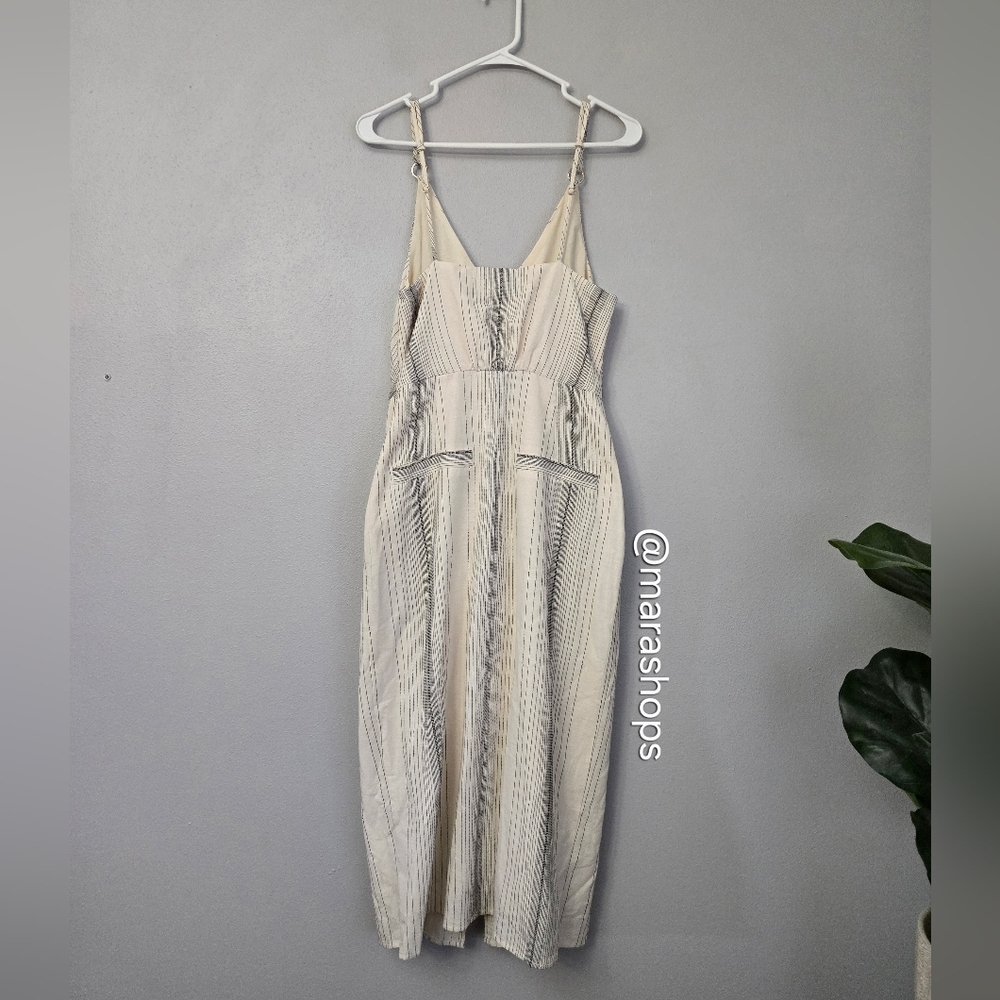 Reiss Kay Stripe Tie Front Striped Dress in Ivory - Picture 6 of 7